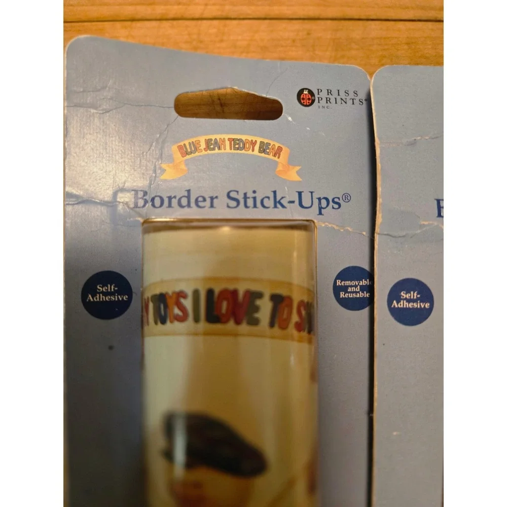 Blue Jean Teddy Bear 3 rolls Border Border Stick Ups Self Adhesive Reusable 5x15